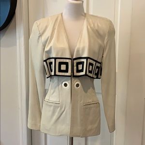 Vintage! White leather blazer jacket/top.